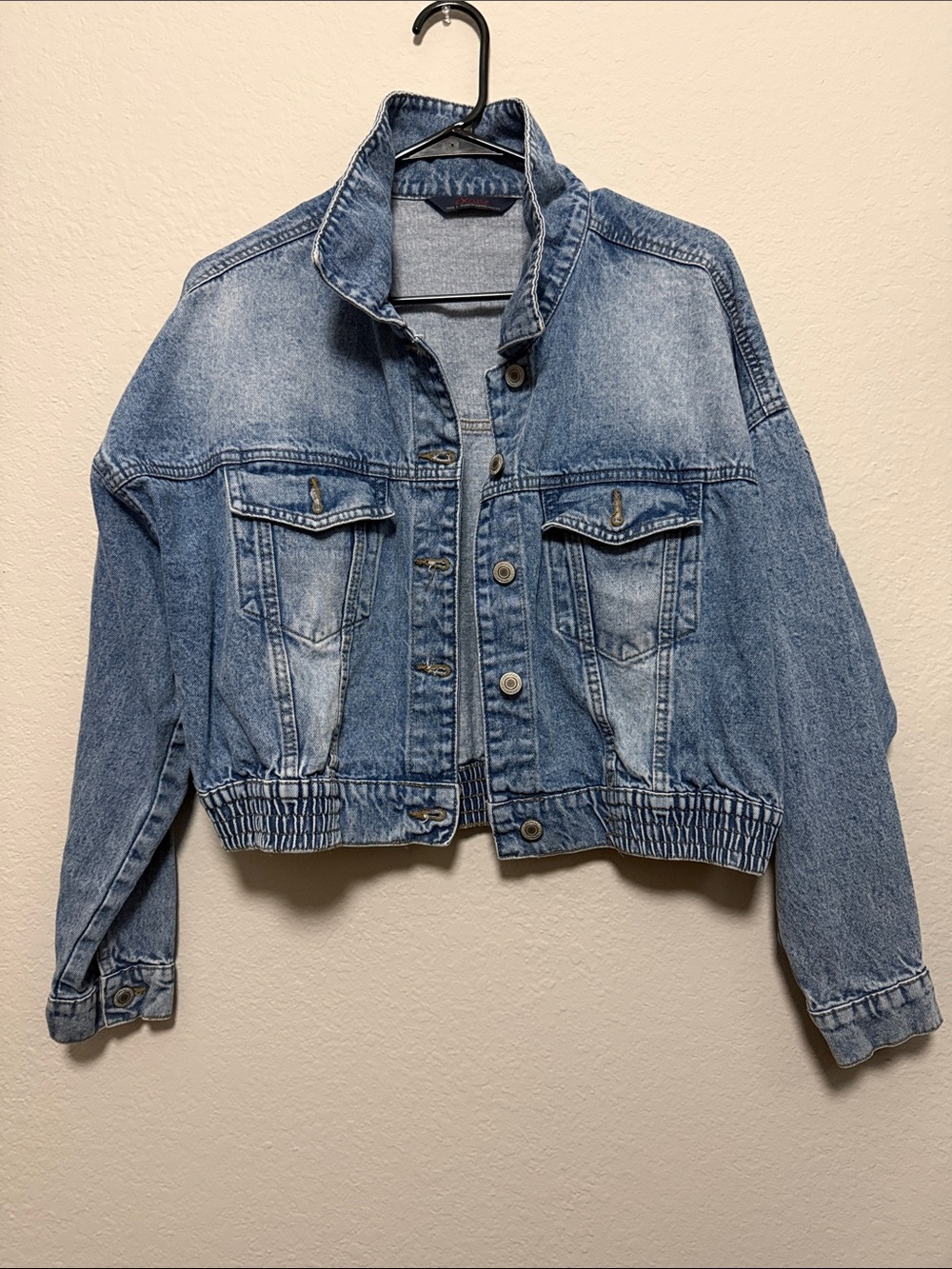 Women's Light Blue Denim Cropped Jacket